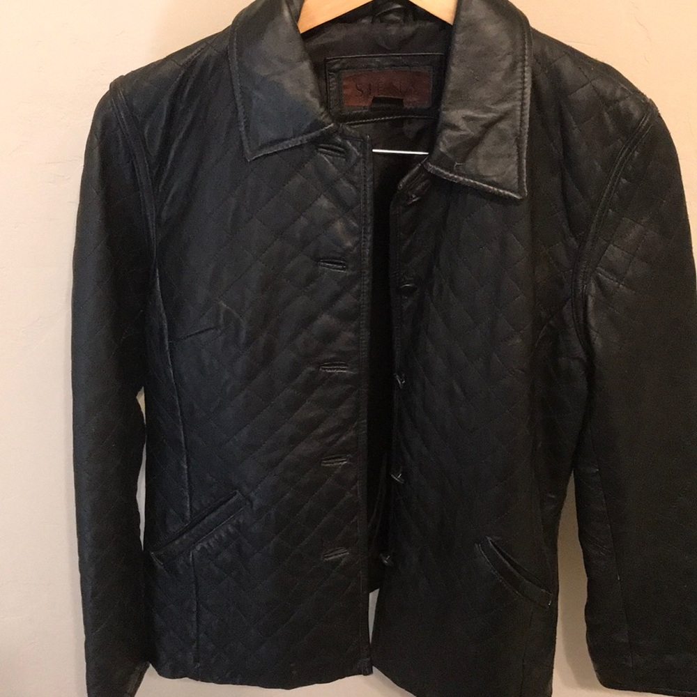 100% black leather Jacket